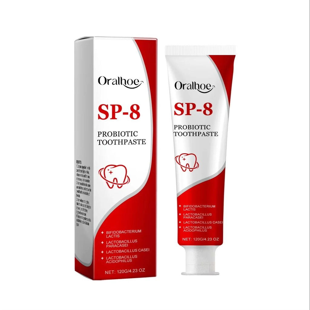 SP-8 Probiotic Toothpaste – Brightening Mint, Fresh Breath, Deep Cleaning, Plaque & Stain Removal