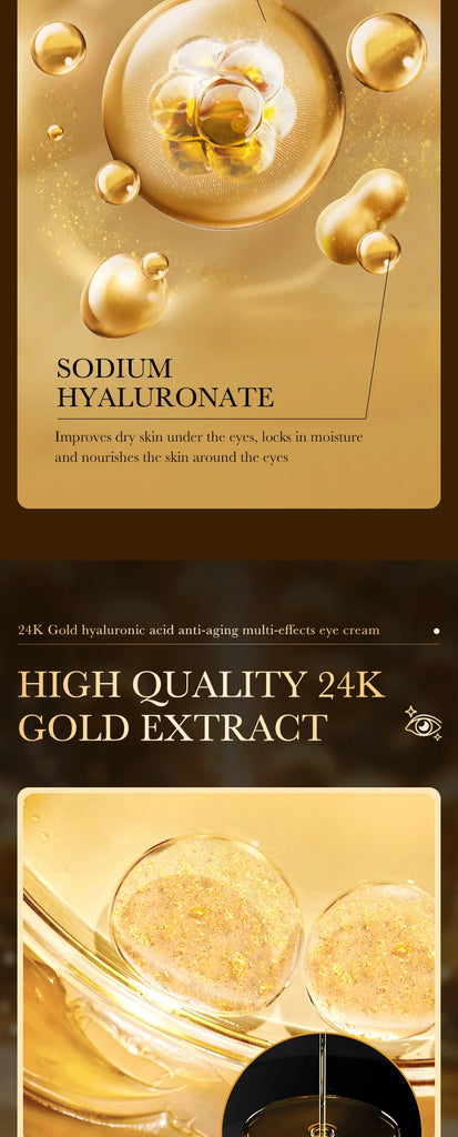 24K Gold Hyaluronic Acid Eye Cream – Anti Dark Circles, Puffiness & Firming Treatment 30ml