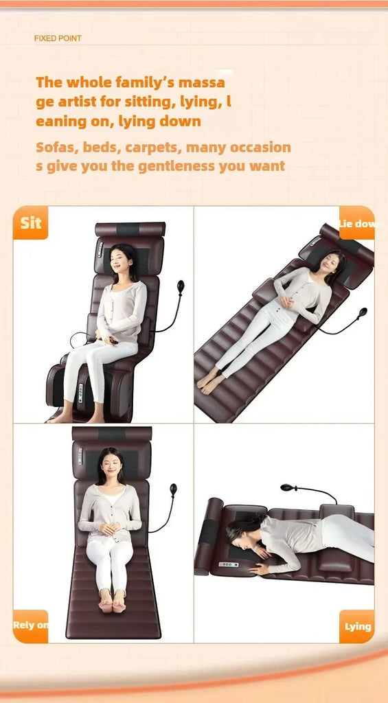 Electric Full Body Massage Mattress with Heating and Hand Control – Neck, Shoulder, Waist, Back & Leg Airbag Kneading Vibration Cushion