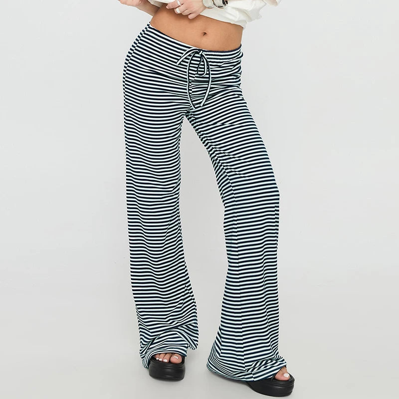 Casual Wide Leg Sweatpants for Women – Fold Over Low Rise Flare Yoga & Lounge Pants