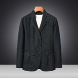 Men’s Solid Denim Jacket – Vintage Casual Slim Fit Cotton Blazer thumbnail 16