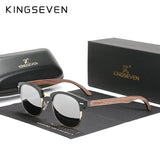 KINGSEVEN Handmade Black Walnut Wooden Polarized UV400 Sunglasses Semi-Rimless Retro Eyewear thumbnail 17