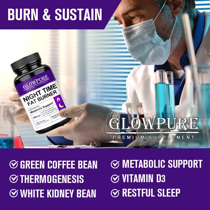 Powerful Natural Night Time Fat Burning & Cellulite Support Pills – Metabolism Booster Detox Supplement for Lean Physique