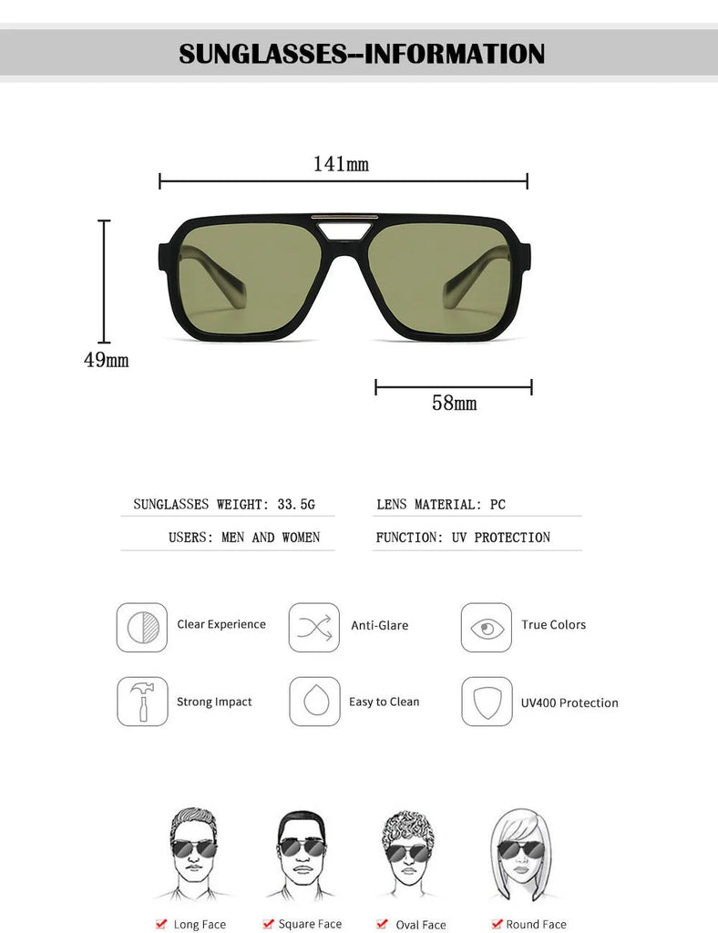 ZUIDID Vintage Square Sunglasses UV400 Travel Fashion Glasses for Men and Women Model 02056