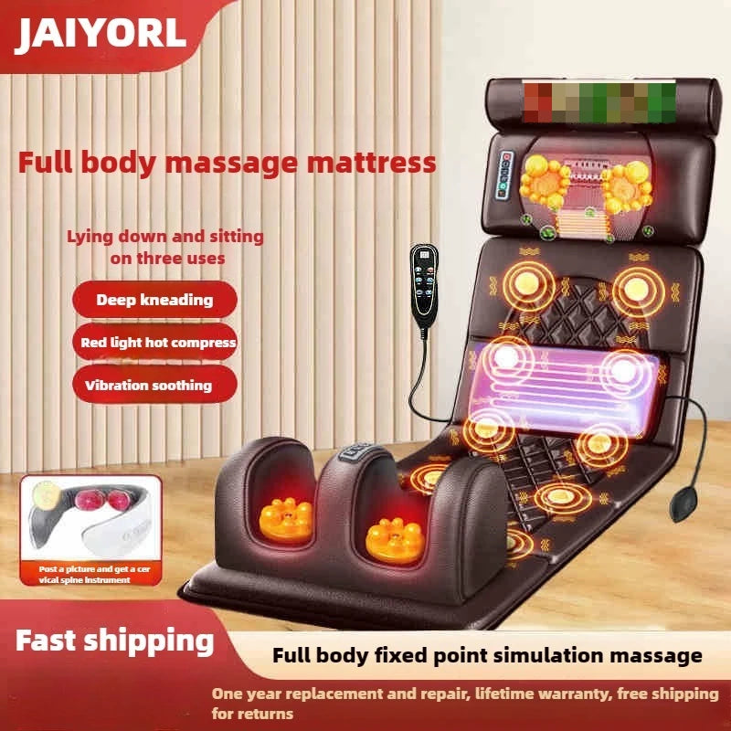 Electric Full Body Massage Mattress with Heating and Hand Control – Neck, Shoulder, Waist, Back & Leg Airbag Kneading Vibration Cushion