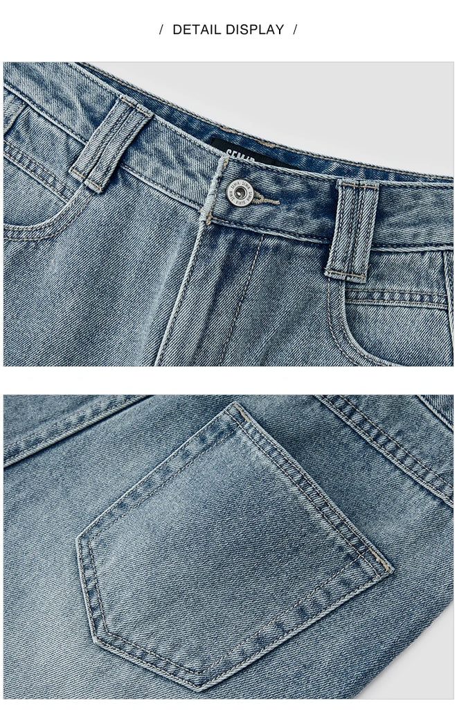 Semir Women’s 2025 Winter Wide-Leg Fleece-Lined Jeans – Full-Length Hong Kong Style Trousers