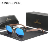KINGSEVEN Handmade Black Walnut Wooden Polarized UV400 Sunglasses Semi-Rimless Retro Eyewear thumbnail 16