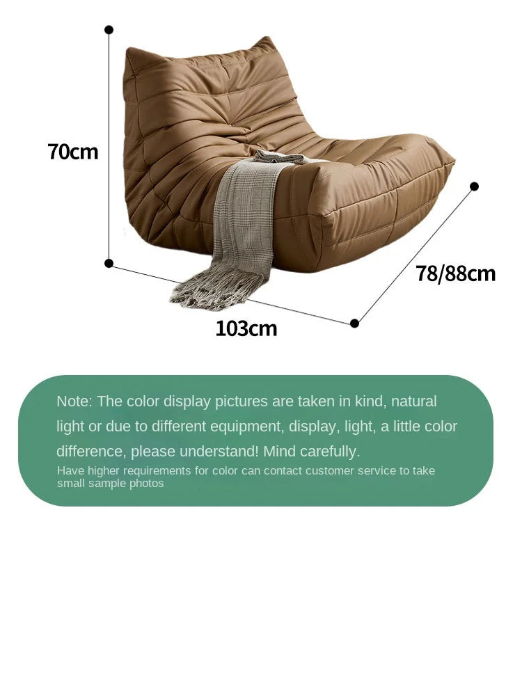 MOMO Caterpillar Single Recliner Lazy Sofa Wabi-Sabi Style Fabric Lounge Chair 78x103cm