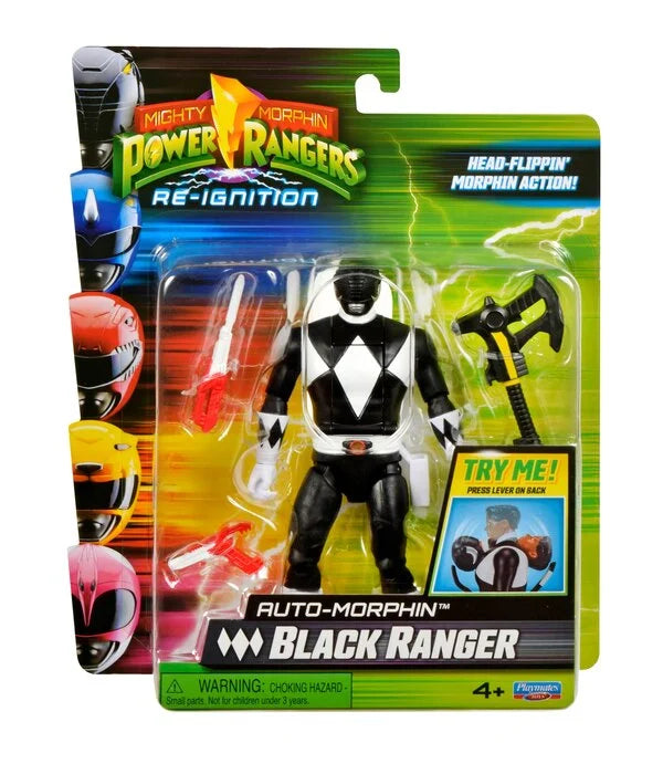 Mighty Morphin Power Rangers Re-Ignition Auto-Morphin Action Figures – Black Ranger, Red Ranger, Goldar, Rita Repulsa & Putty Patroller