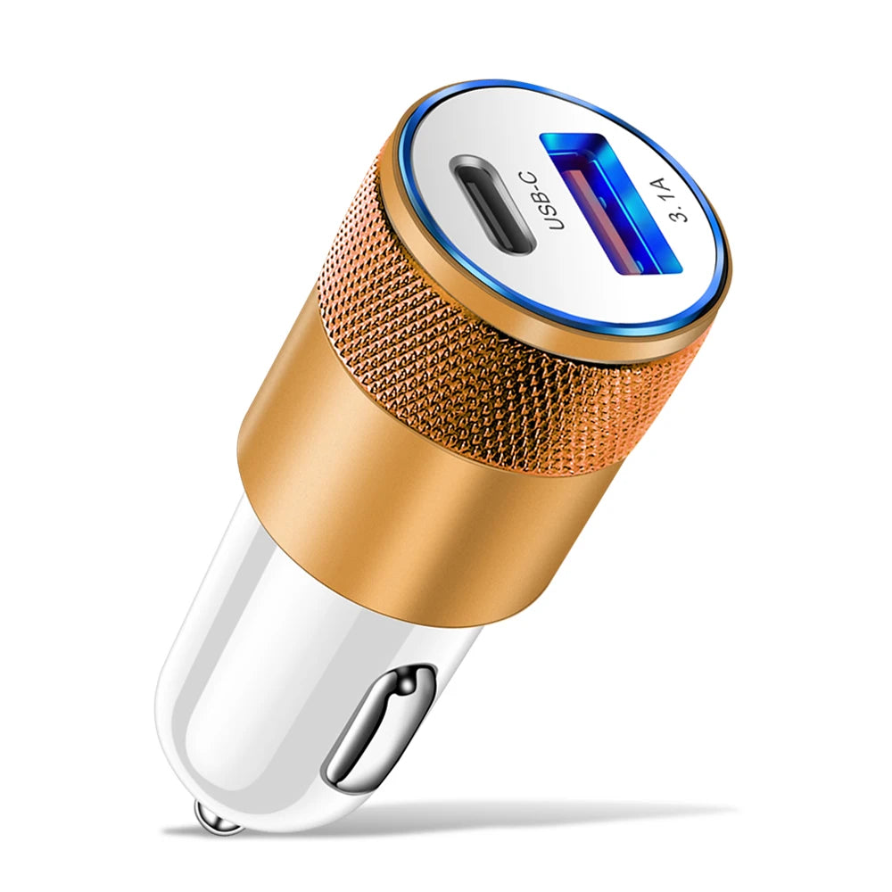 Mini 70W PD QC 3.0 Fast Charging Car Charger USB Type-C Dual Port Adapter