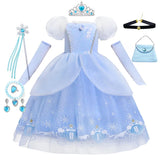Cinderella Princess Cosplay Dress for Girls – Ball Gown Sequin Tutu Puff Mesh Summer Dress for Birthday & Carnival thumbnail 23