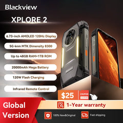 Blackview XPLORE 2 5G Rugged Smartphone, 6.73" AMOLED Display, 20000mAh Battery, 120W Fast Charge, 50MP Camera, Outdoor Mobile Phone