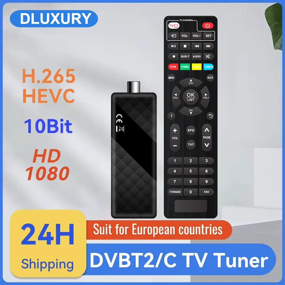 Dluxury U3mini DVB T2/C Digital TV Decoder HD TV Tuner with Free Channels & 7-Day EPG