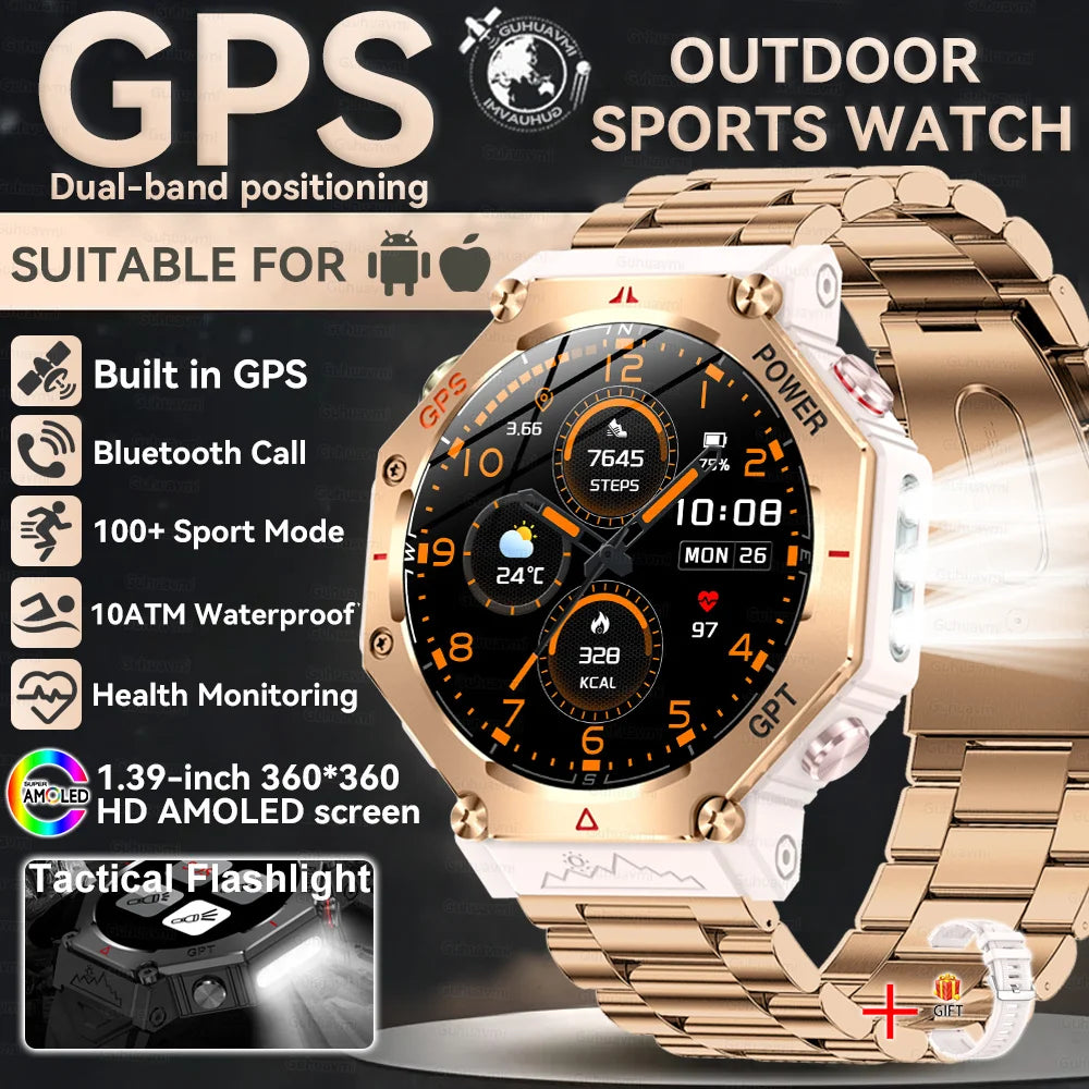 T-Rex 3 Military Smart Watch — Built-in GPS, Compass, Barometer & 10ATM IP69K Waterproof Performance