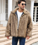 Men’s Faux Fox Fur Jacket Coat – Thick Shaggy Winter Outerwear thumbnail 12