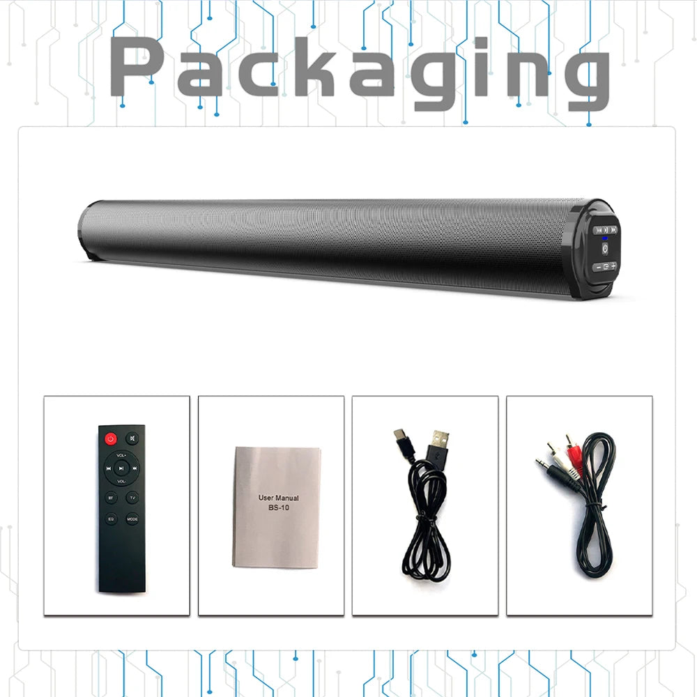 TV Car Sound Bar – Wired & Wireless Bluetooth Home Surround SoundBar for PC, Theater, TV, and Computer