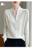 100% Wool Women’s Zipper Turtleneck Sweater – Casual Loose Knit Cardigan for Autumn/Winter thumbnail 21