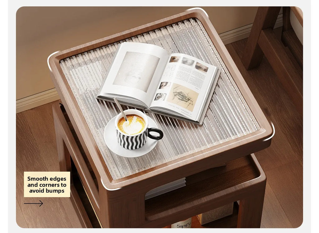 Solid Wood Bedside Table with Storage – Modern Minimalist Bedroom Side Table