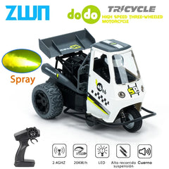ZWN S810 Three-Wheel RC Car with Lights and Spray – 2.4G High-Speed Electric Remote Control Motorcycle Toy for Kids