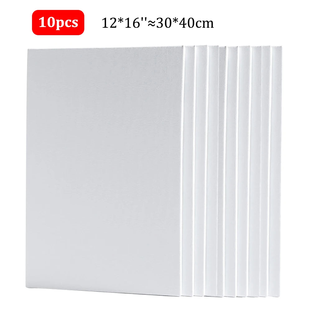 10 Pcs Cotton Canvas Board Set Primed White Painting Panels for Oil, Acrylic, Watercolor & Gouache HB-17