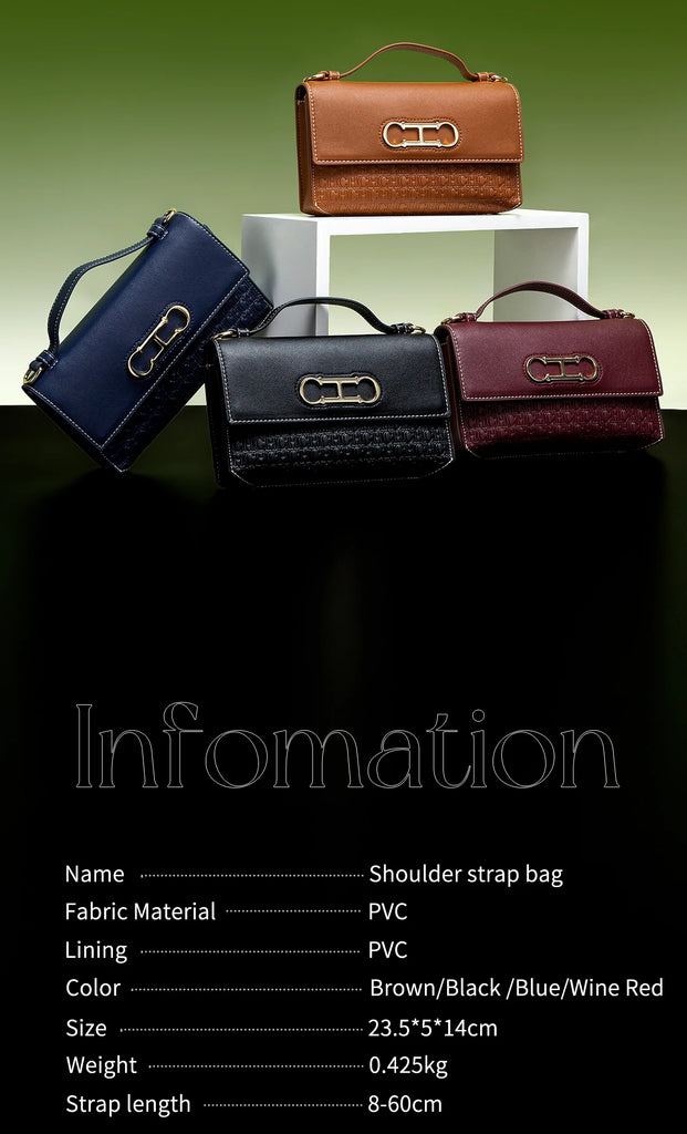 CH Letter Print Crossbody Bag – Elegant Compact Women’s Satchel Handbag