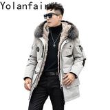 Real Mink Fur Inner Coat Men 90% Down 10% Feather Winter Mid-Length Jacket with Hood and Fox Fur Collar thumbnail 1