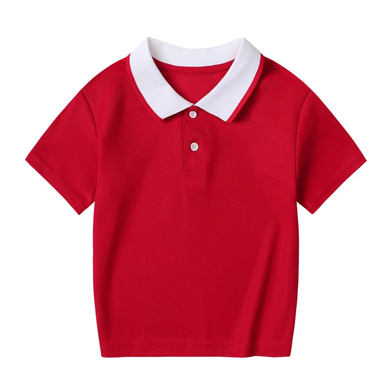 Children's Summer Color Matching Polo Shirt – Casual Short Sleeve Top for Boys & Girls