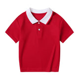 Children's Summer Color Matching Polo Shirt – Casual Short Sleeve Top for Boys & Girls thumbnail 3
