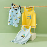 Boys Cartoon Dino Car Cotton Tank Top Singlet Underwear – Kids Summer Undershirt 3-10T thumbnail 8