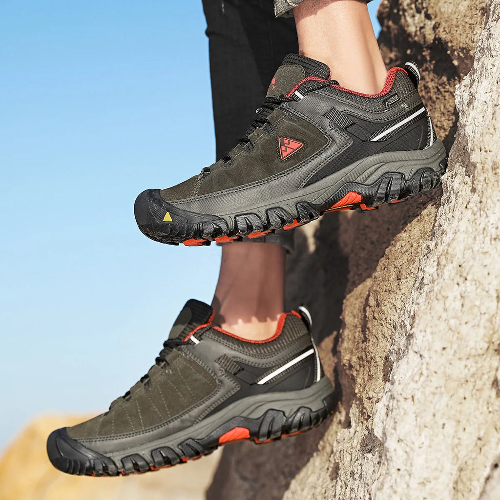 HIKEUP Men’s High-Quality Hiking Shoes – Durable Leather Climbing & Outdoor Walking Sneakers