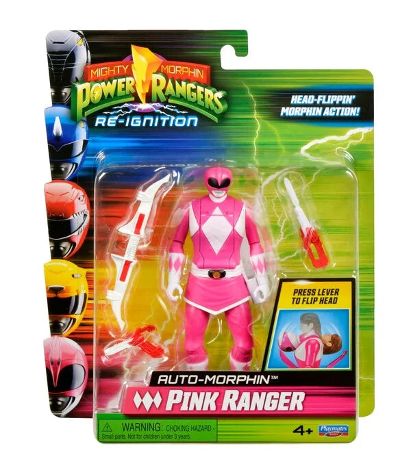 Mighty Morphin Power Rangers Re-Ignition Auto-Morphin Action Figures – Black Ranger, Red Ranger, Goldar, Rita Repulsa & Putty Patroller