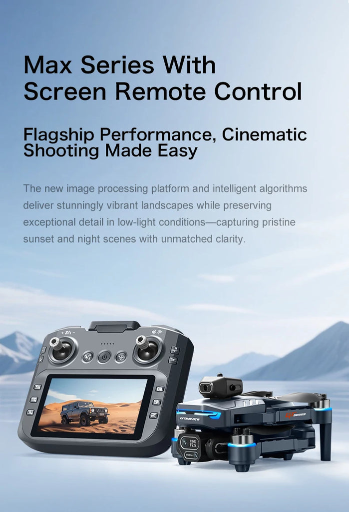 GT8 8K Professional HD Drone with Dual Cameras, 4.3” Screen Remote, Brushless Motor & Obstacle Avoidance – Foldable Quadcopter