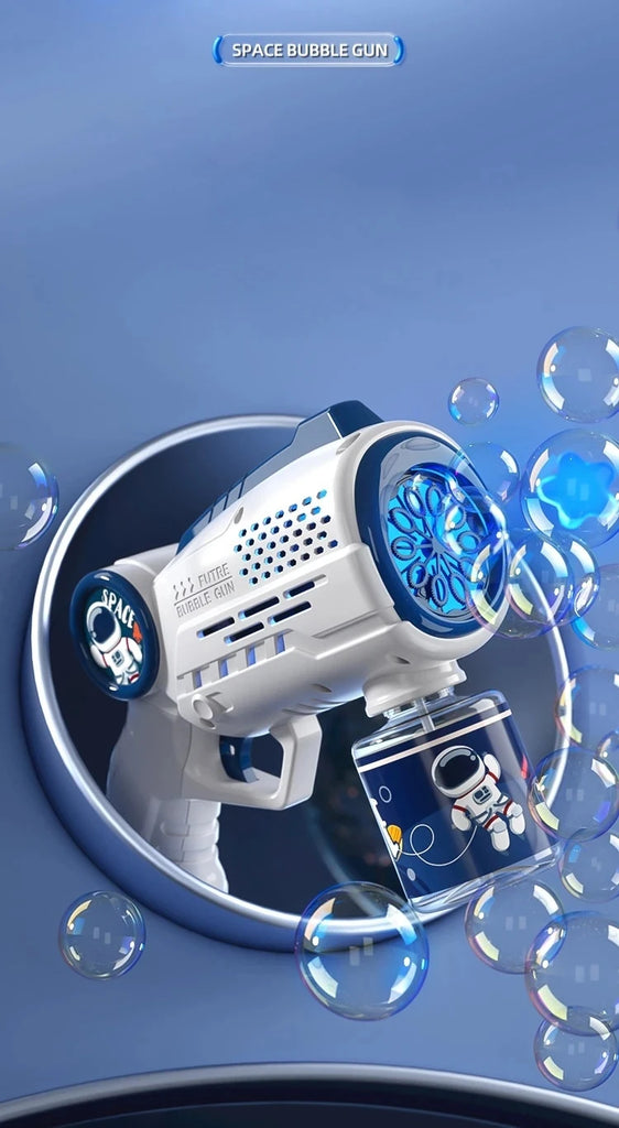 Porous Astronaut Electric Bubble Gun for Kids – Automatic Bubble Machine with Light, Summer Outdoor Party Toy