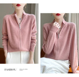 100% Wool Women’s Zipper Turtleneck Sweater – Casual Loose Knit Cardigan for Autumn/Winter thumbnail 18