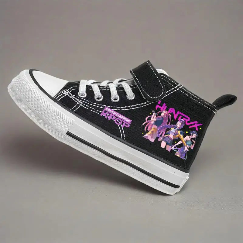 Children's High-Top Canvas Kpop Demon Hunter Sneakers – Breathable Kids Sports Shoes