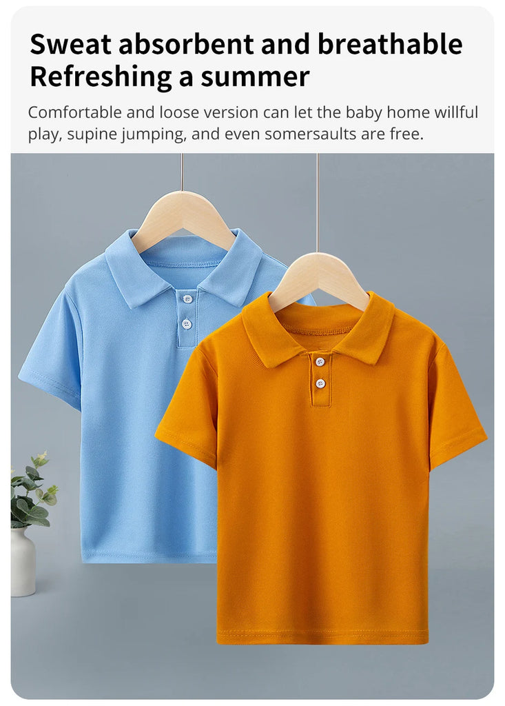 Children’s Short-Sleeved POLO Shirt – Boys & Girls Casual Solid Color T-Shirt, Comfortable Lapel Prince Style