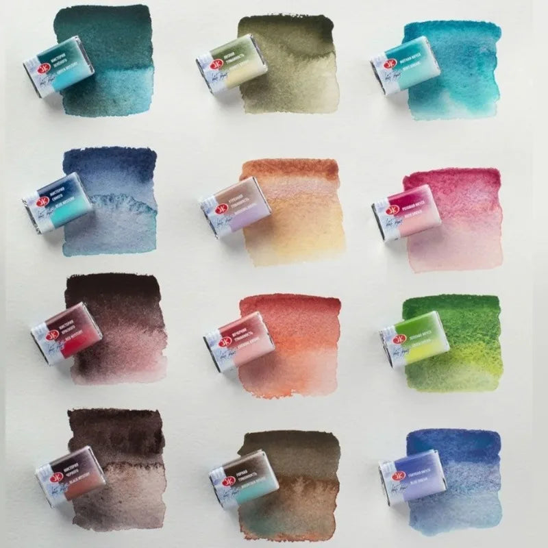 12 Color White Night Solid Watercolor Set 2.5ML Artist Travel Paint Box – Portable Layered Water Color Kit