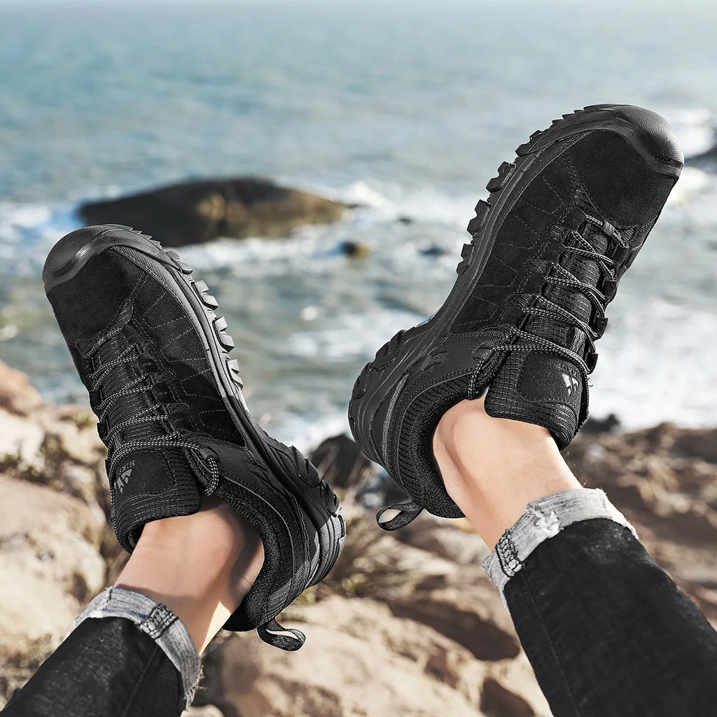 HIKEUP Men’s High-Quality Hiking Shoes – Durable Leather Climbing & Outdoor Walking Sneakers