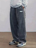 Men’s Corduroy Casual Pants Loose Fit Straight Leg with Elastic Waist and Drawstring thumbnail 4