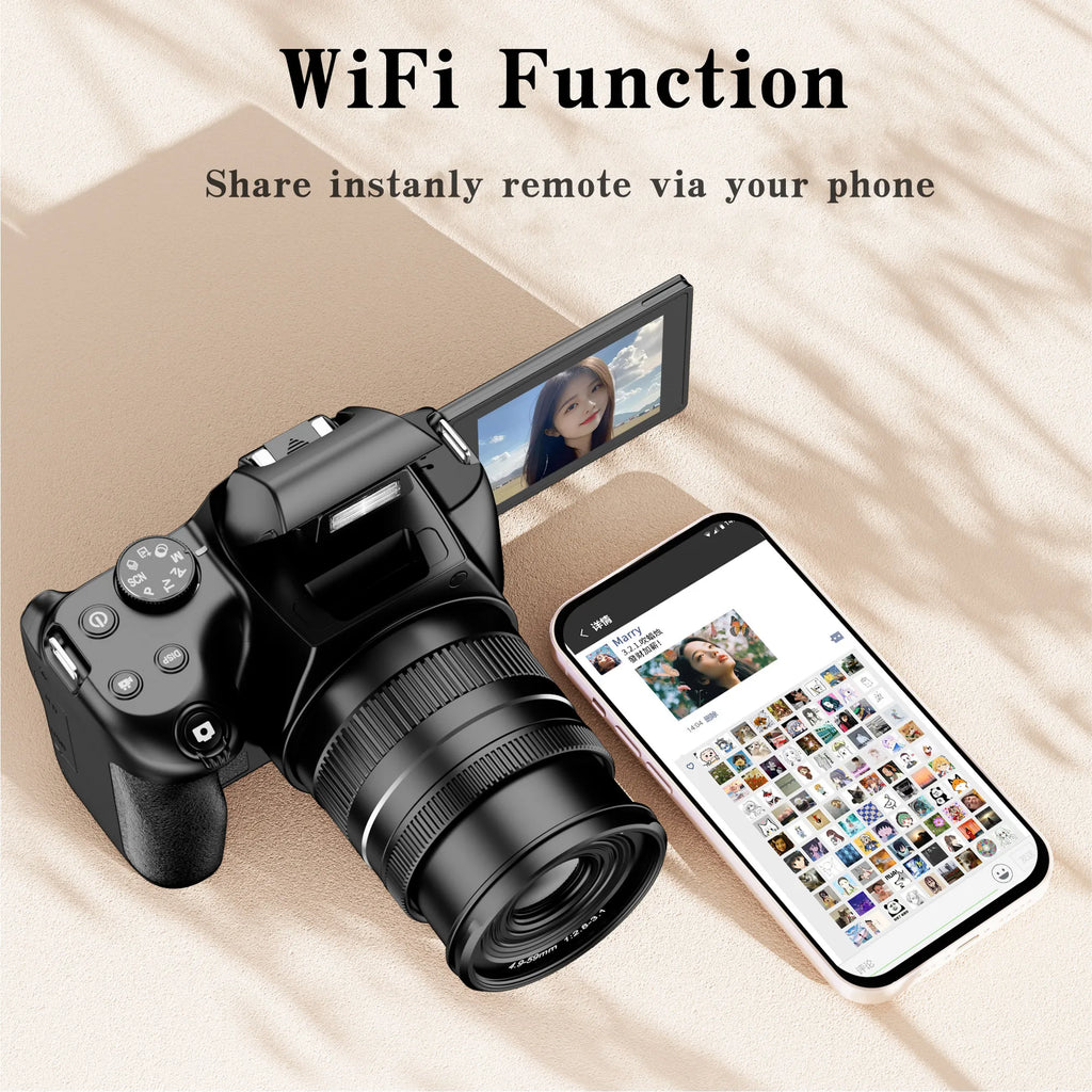 4K HD Digital Camera with Auto Focus & 12X Optical Zoom – 72MP Vlogging Camera for YouTube & Photography