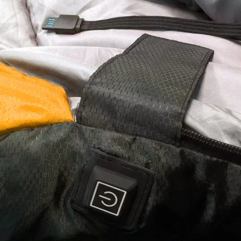 USB Heated Winter Camping Sleeping Bag – Down Cotton Ultralight Thermal Pad with 3-Stage Heating