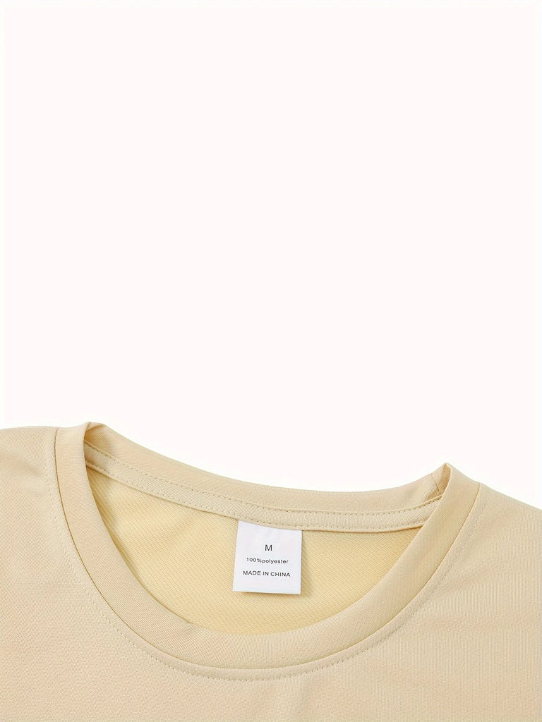 Men's Summer Cotton Casual Sports T-Shirt with Mountain Print, Short Sleeve, Round Neck