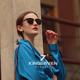 KINGSEVEN Handmade Black Walnut Wooden Polarized UV400 Sunglasses Semi-Rimless Retro Eyewear thumbnail 4