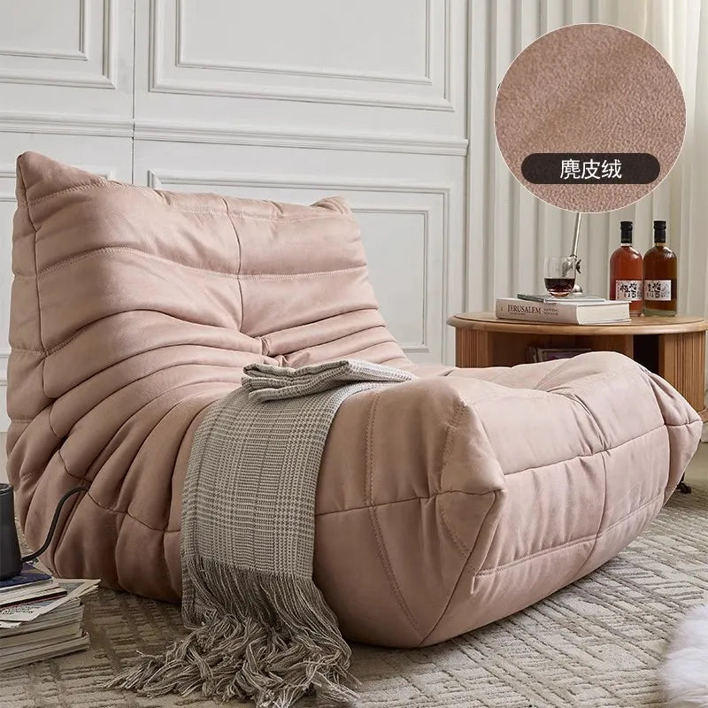MOMO Caterpillar Single Recliner Lazy Sofa Wabi-Sabi Style Fabric Lounge Chair 78x103cm