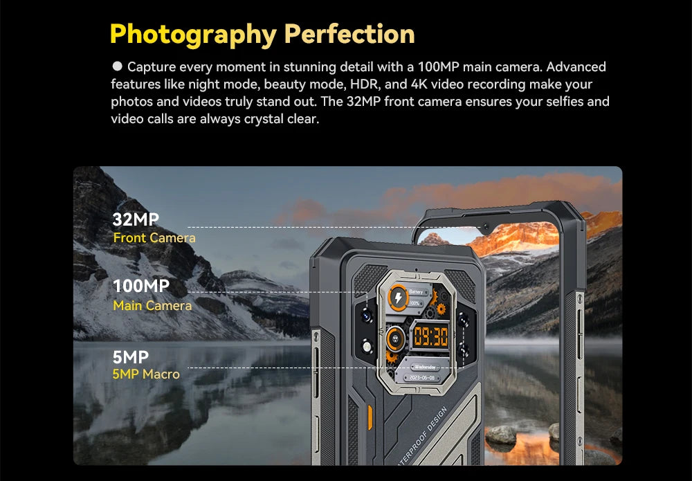 CUBOT KingKong X Rugged 5G Smartphone, 32GB RAM (16GB+16GB), 256/512GB ROM, 10200mAh, 6.583" 120Hz Display, NFC, WiFi 6, 100MP Camera