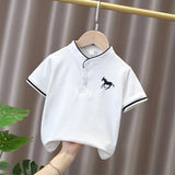 Boys' Summer Polo Shirt – Short Sleeve Stand Collar T-Shirt thumbnail 13