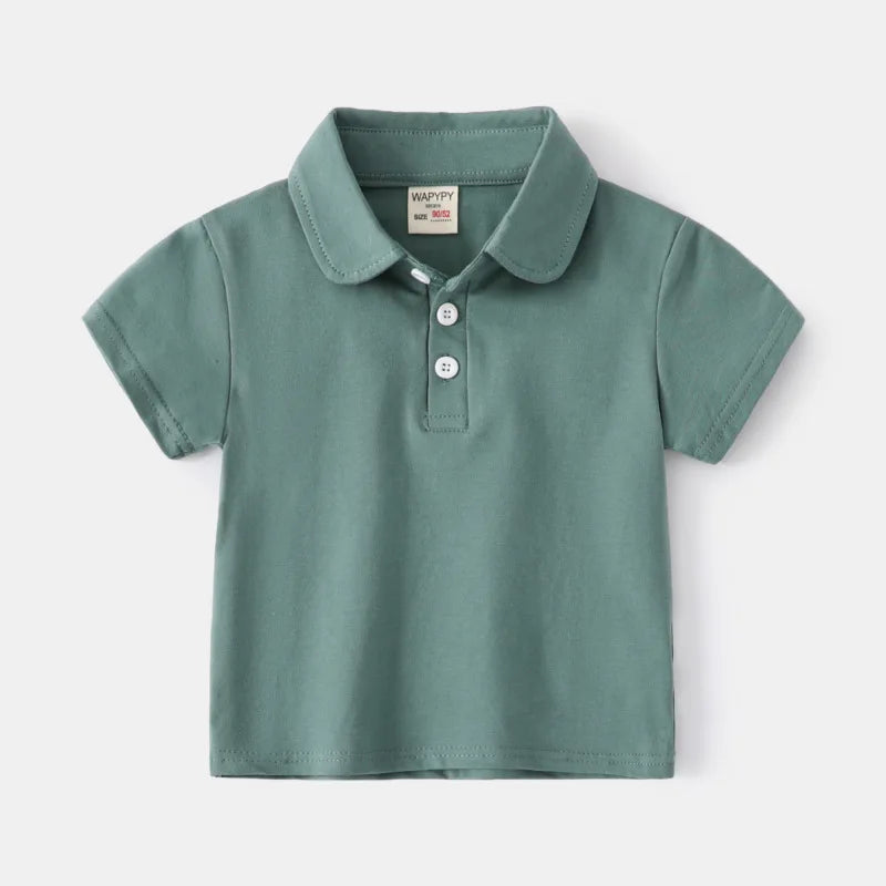 Fashion Kids Boys Polo Shirt – Luxury Stand Collar Summer Tee, Soft Breathable Cotton