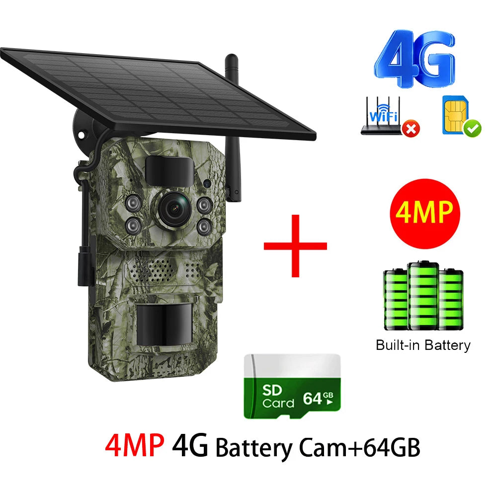 INQMEGA4G 2K 5MP PIR Motion Sensor Hunting Trail Camera with Night Vision & Solar Battery – IP66 Waterproof