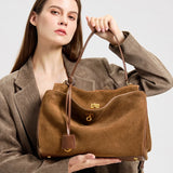 Women’s Genuine Suede Leather Large Capacity Shoulder Tote Bag Luxury Casual Handbag thumbnail 6