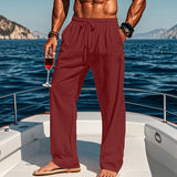 Men's 16-Color Breathable Linen Yoga Pants Loose Casual Sportswear for Spring/Summer thumbnail 41
